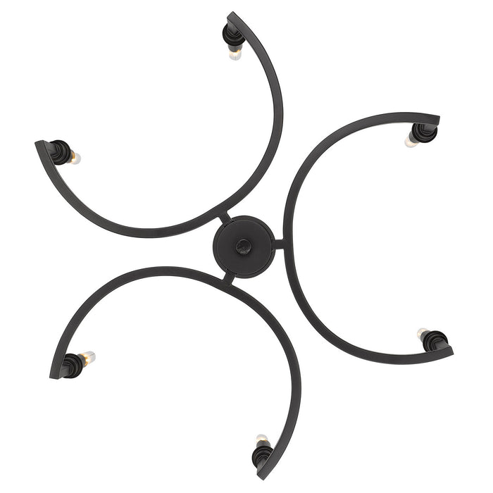 Golden 8209-6 BLK Six Light Chandelier, Matte Black