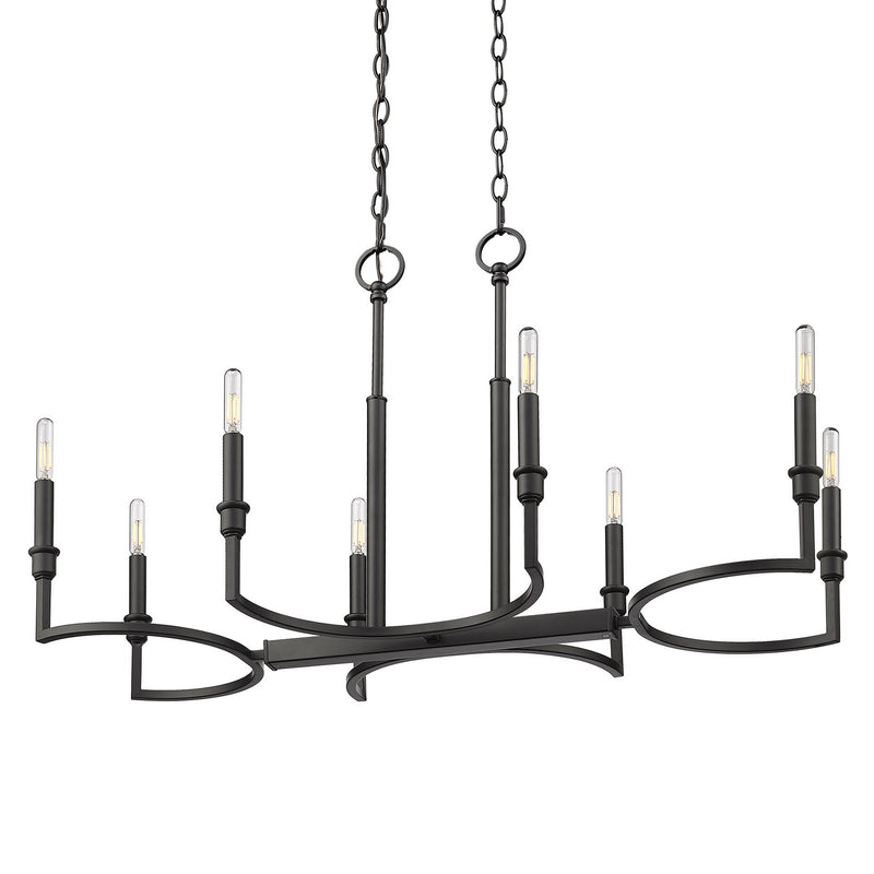 Golden 8209-LP BLK Eight Light Linear Pendant, Matte Black