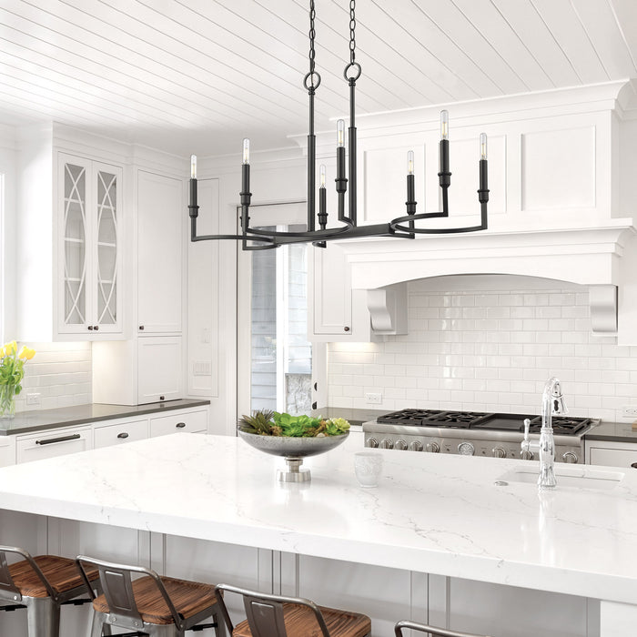 Golden 8209-LP BLK Eight Light Linear Pendant, Matte Black