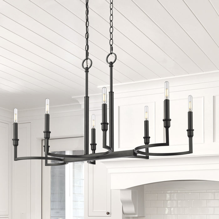 Golden 8209-LP BLK Eight Light Linear Pendant, Matte Black