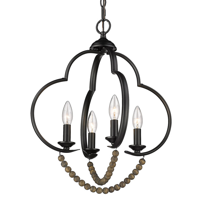 Golden 8320-4P BLK-EWB Four Light Pendant, Matte Black