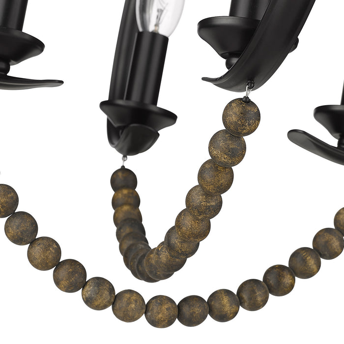 Golden 8320-4P BLK-EWB Four Light Pendant, Matte Black