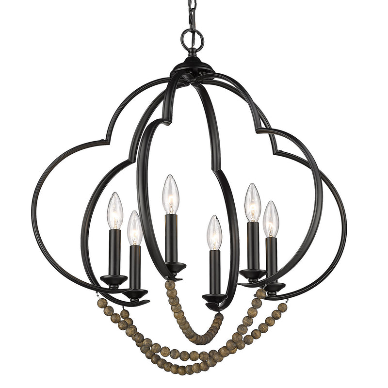 Golden 8320-6P BLK-EWB Six Light Pendant, Matte Black