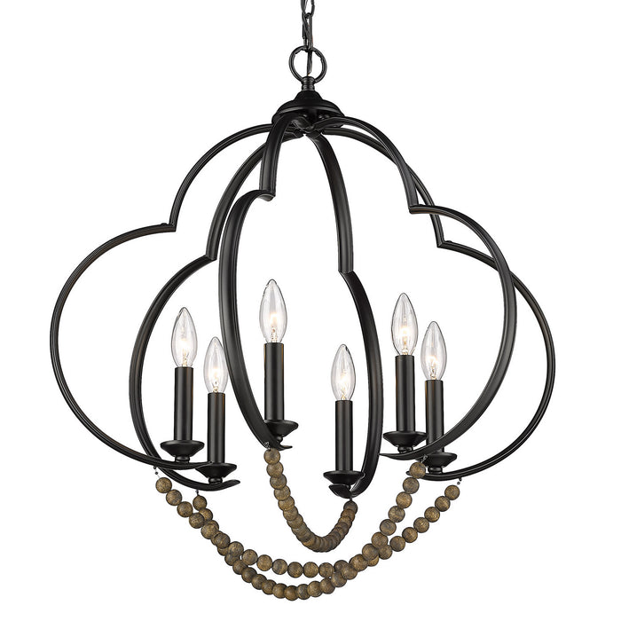 Golden 8320-6P BLK-EWB Six Light Pendant, Matte Black