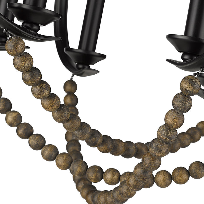 Golden 8320-6P BLK-EWB Six Light Pendant, Matte Black