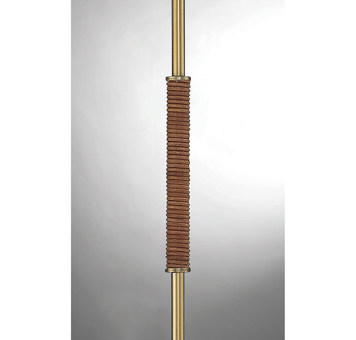 Meridian M90063NB One Light Wall Sconce, Natural Brass with Leather Accent