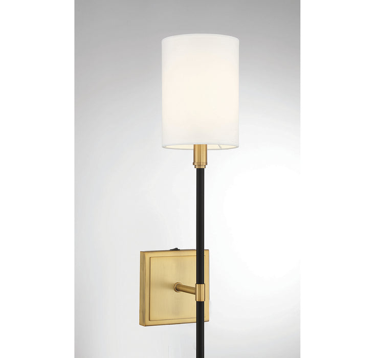 Meridian M90069BNB One Light Wall Sconce, Black with Natural Brass Accents