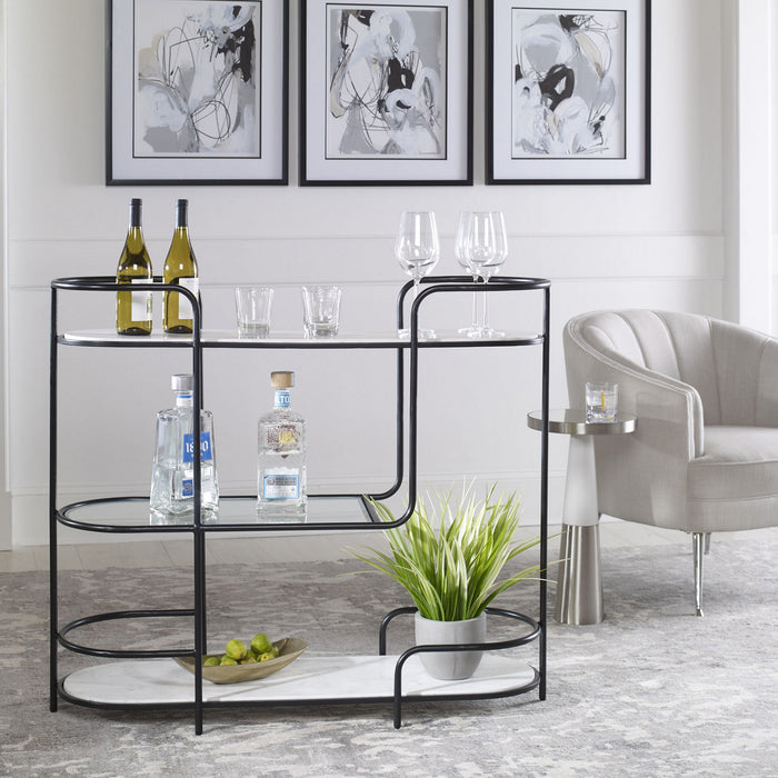 Uttermost 25174 Bar Console, Satin Black