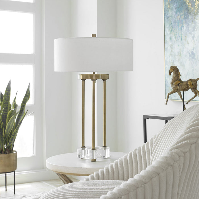 Uttermost 30013-1 Two Light Table Lamp, Antique Brass