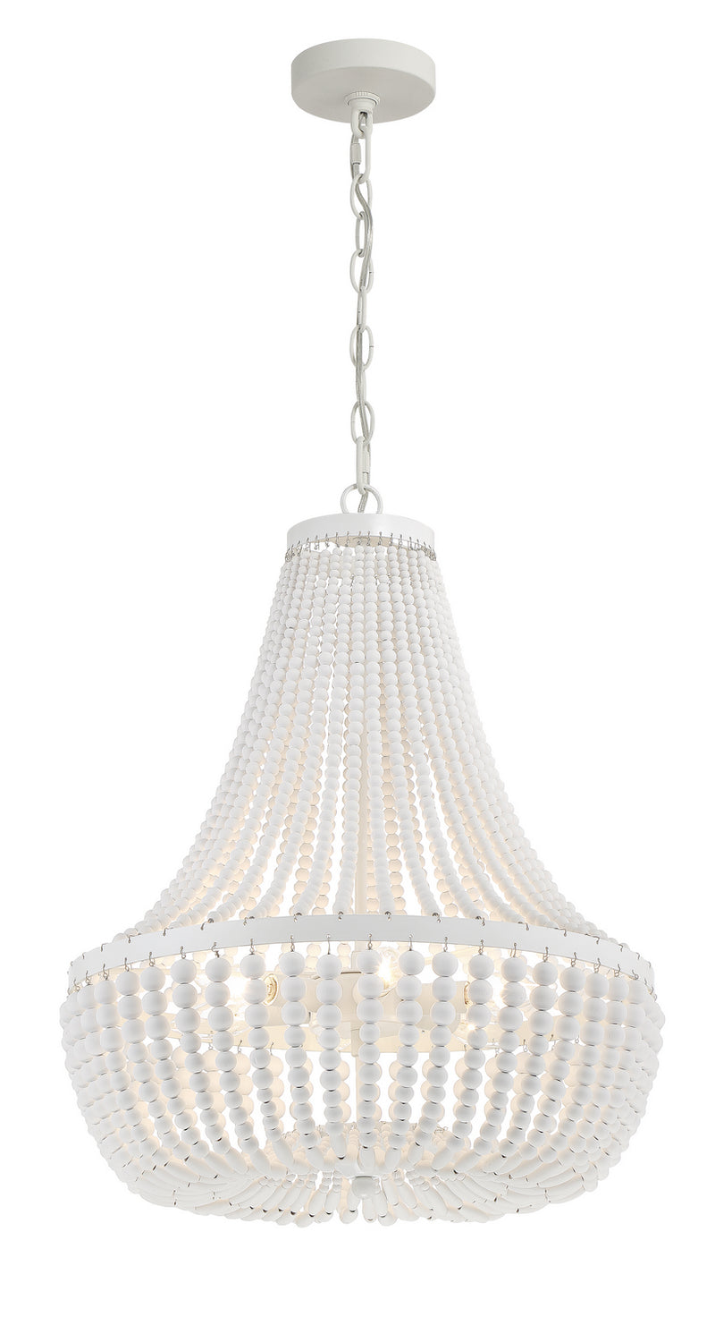 Crystorama 608-MT Six Light Chandelier, Matte White