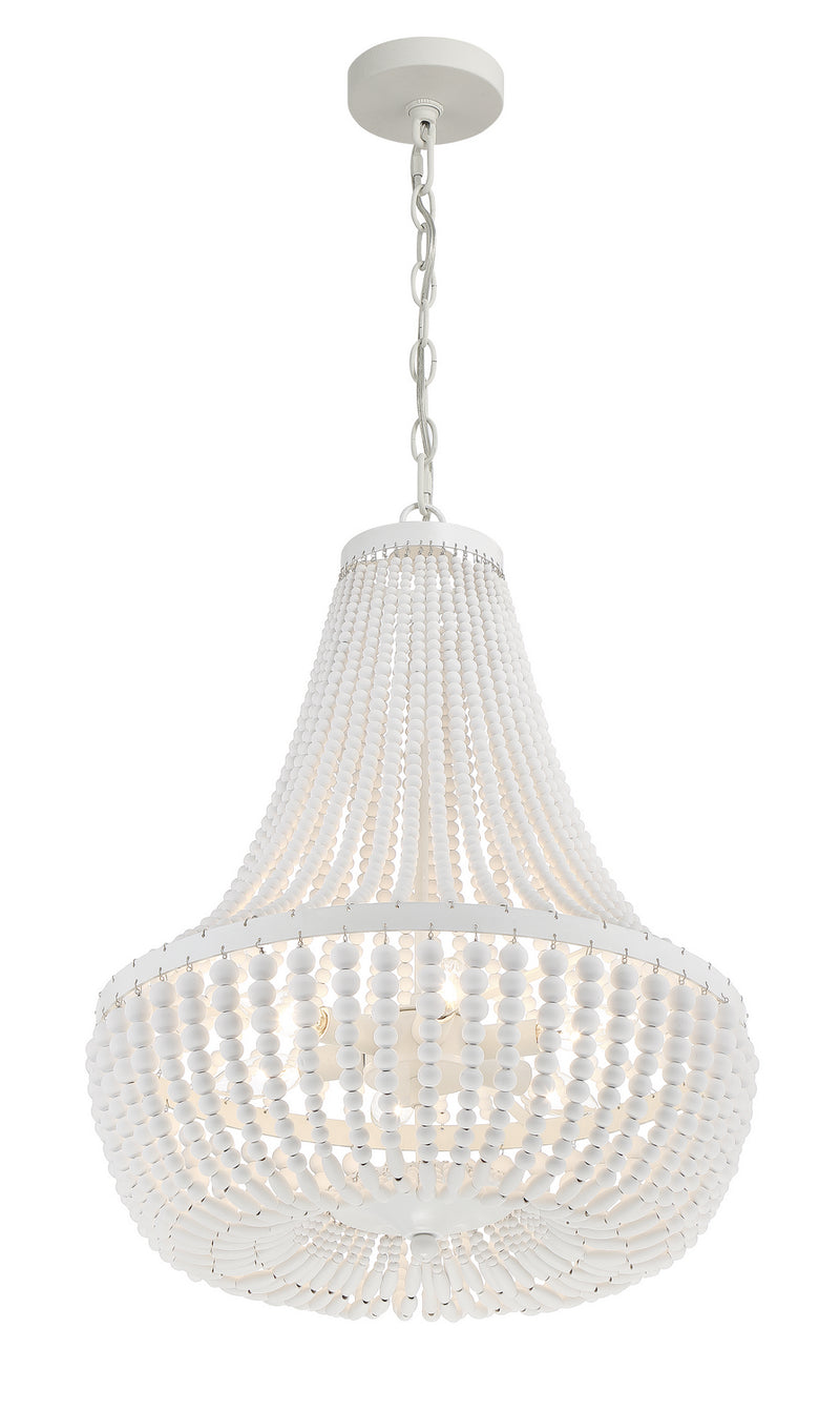 Crystorama 608-MT Six Light Chandelier, Matte White