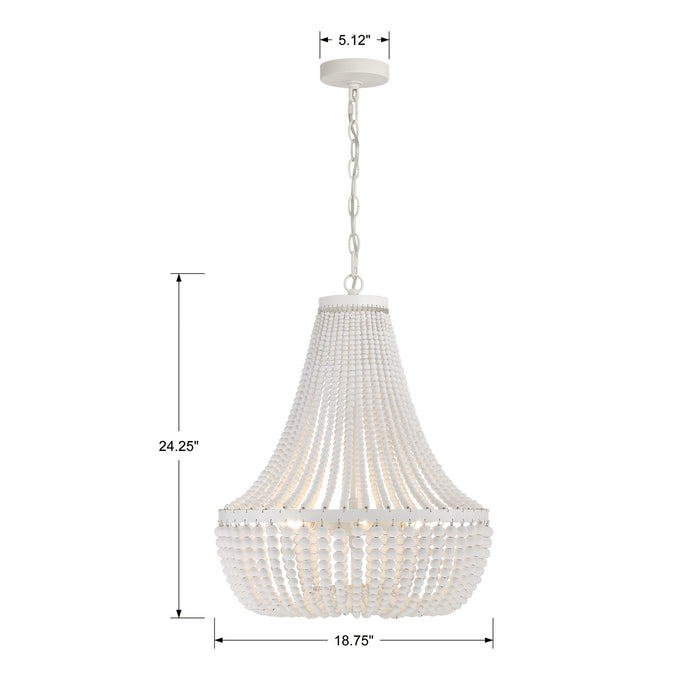 Crystorama 608-MT Six Light Chandelier, Matte White