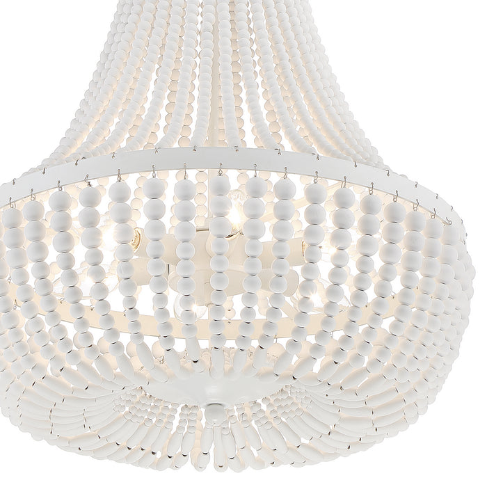 Crystorama 608-MT Six Light Chandelier, Matte White
