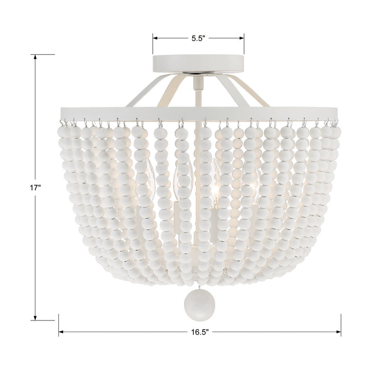 Crystorama 604-MT_CEILING Four Light Semi Flush Mount, Matte White