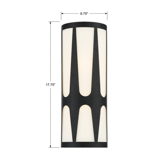 Crystorama ROY-802-BK Two Light Wall Sconce, Black