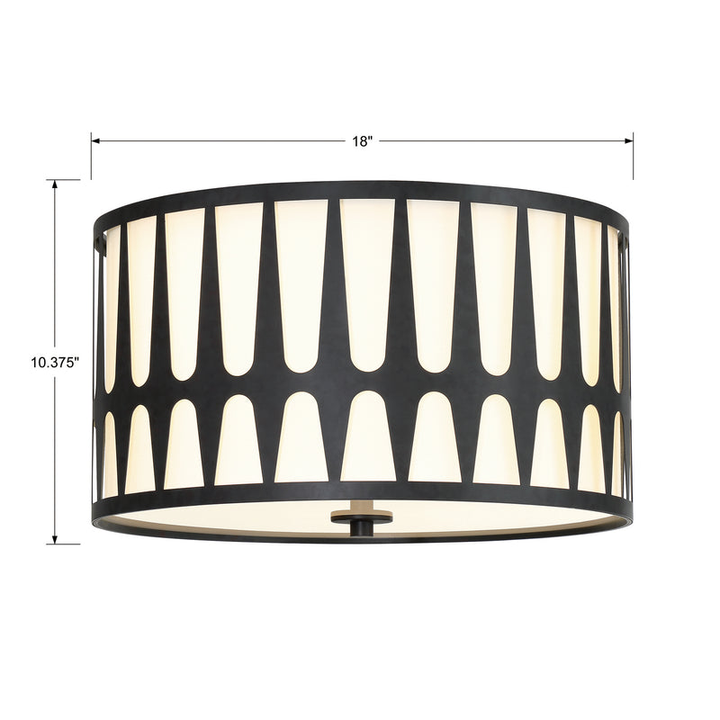 Crystorama ROY-800-BK Three Light Flush Mount, Black