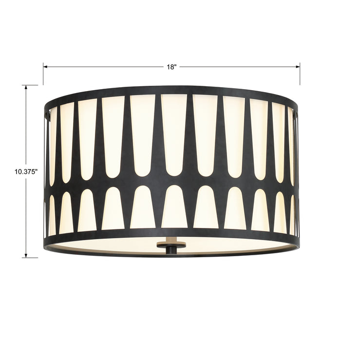Crystorama ROY-800-BK Three Light Flush Mount, Black