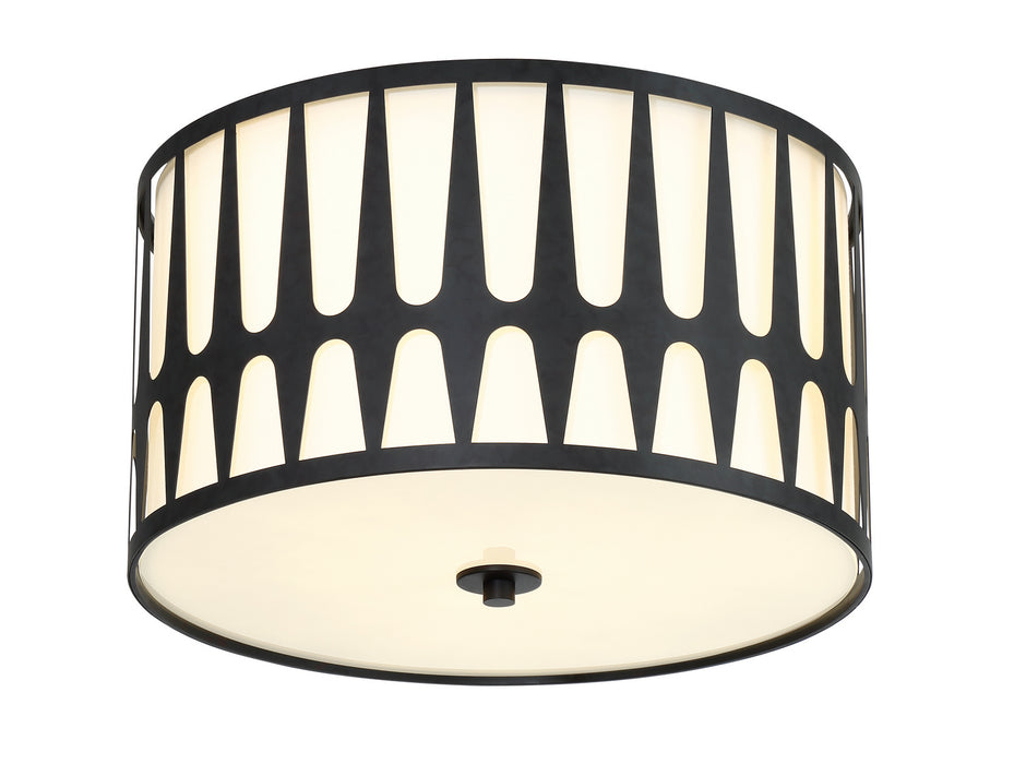 Crystorama ROY-800-BK Three Light Flush Mount, Black