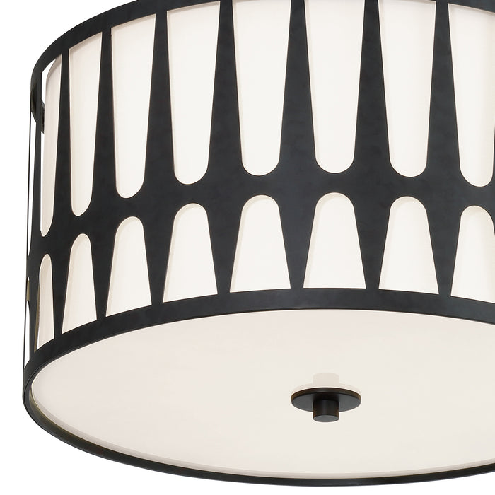 Crystorama ROY-800-BK Three Light Flush Mount, Black