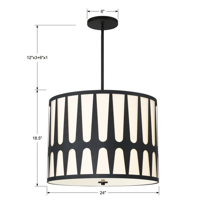 Crystorama ROY-809-BK Five Light Pendant, Black