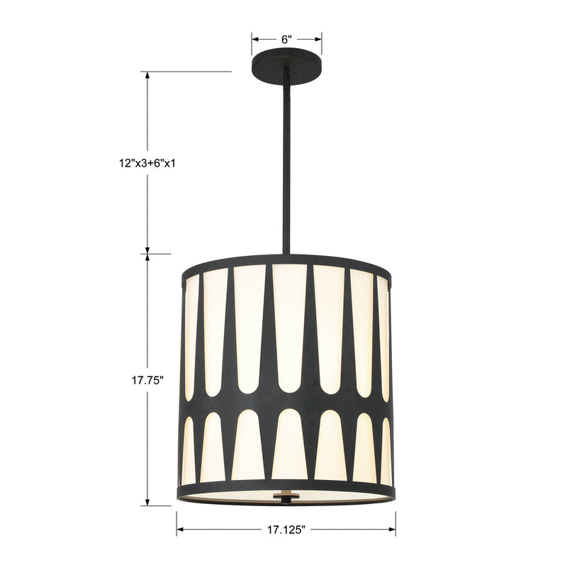 Crystorama ROY-805-BK Four Light Pendant, Black