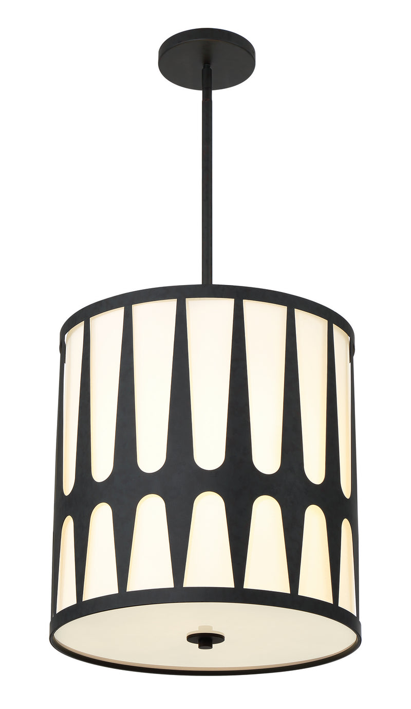 Crystorama ROY-805-BK Four Light Pendant, Black