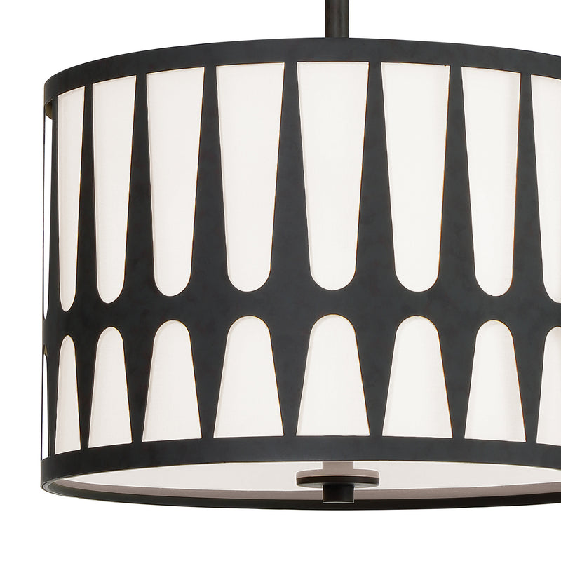 Crystorama ROY-803-BK Three Light Pendant, Black