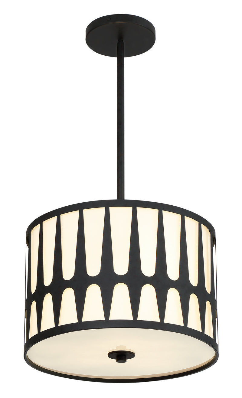 Crystorama ROY-803-BK Three Light Pendant, Black