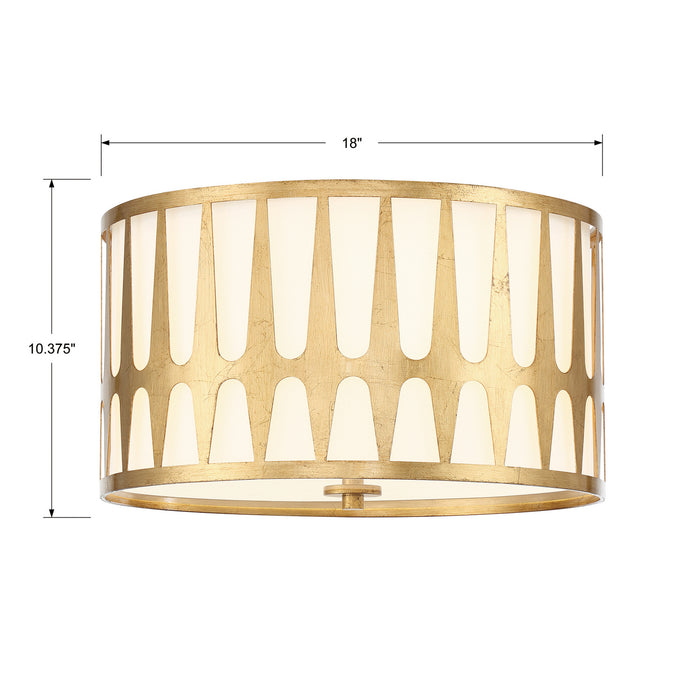 Crystorama ROY-800-GA Three Light Flush Mount, Antique Gold