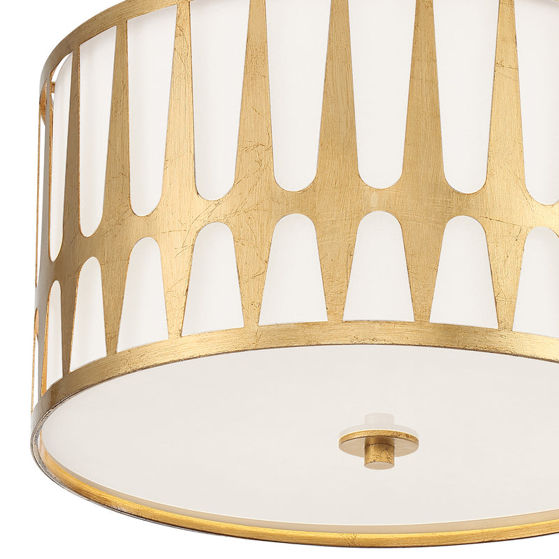 Crystorama ROY-800-GA Three Light Flush Mount, Antique Gold