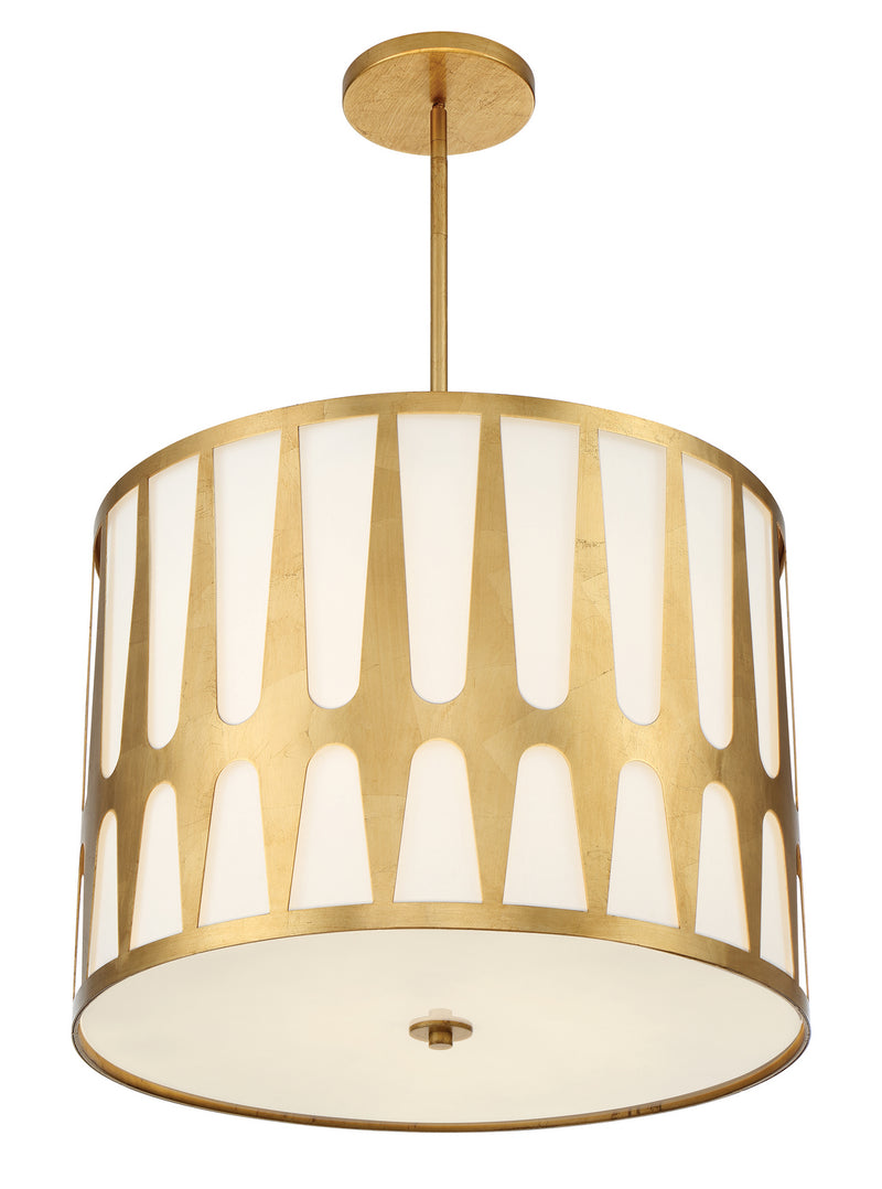 Crystorama ROY-809-GA Five Light Pendant, Antique Gold