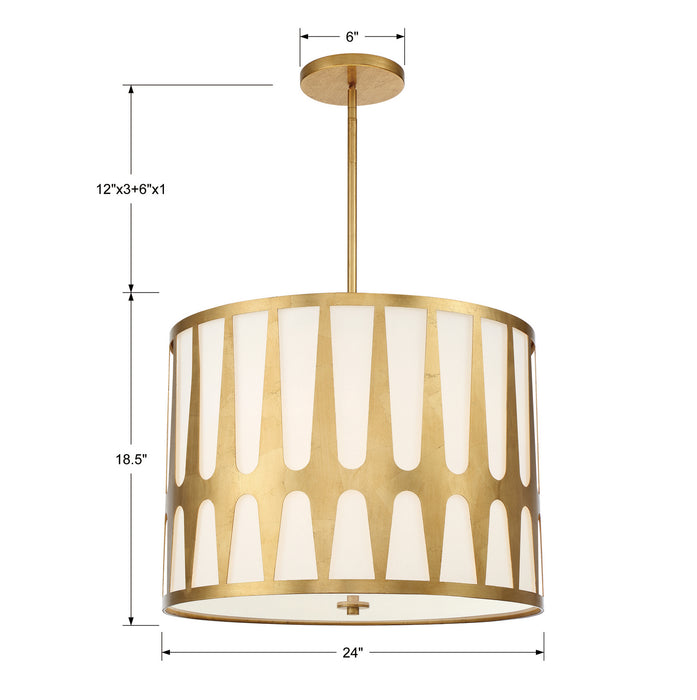 Crystorama ROY-809-GA Five Light Pendant, Antique Gold