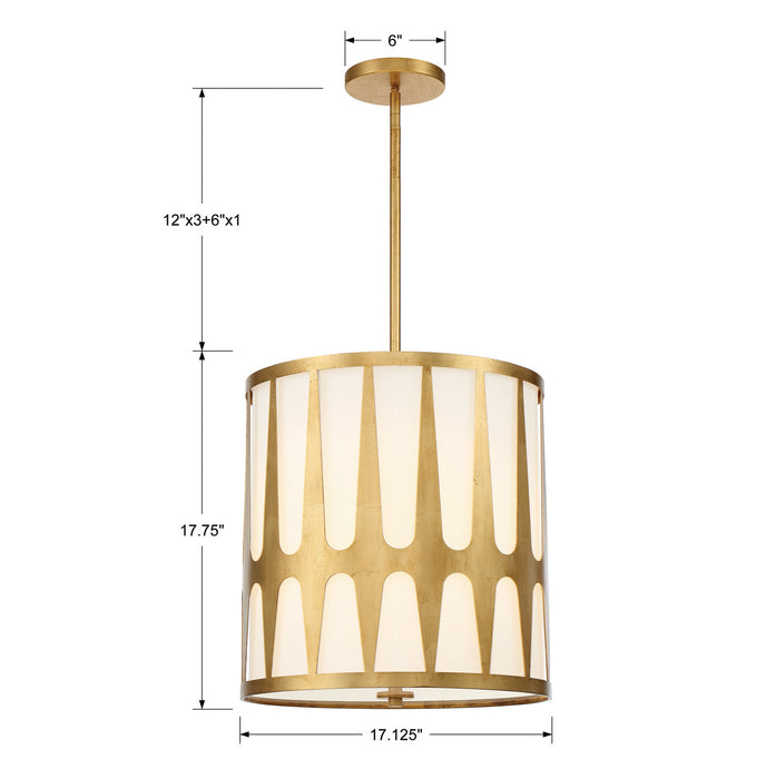 Crystorama ROY-805-GA Four Light Pendant, Antique Gold