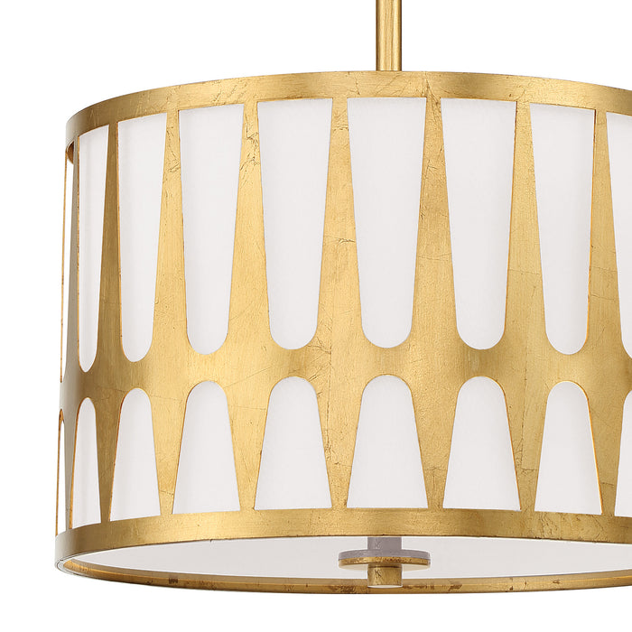 Crystorama ROY-803-GA Three Light Pendant, Antique Gold