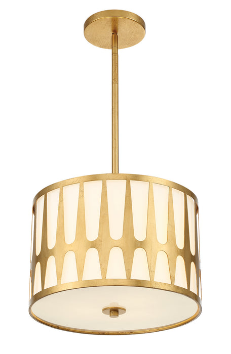 Crystorama ROY-803-GA Three Light Pendant, Antique Gold