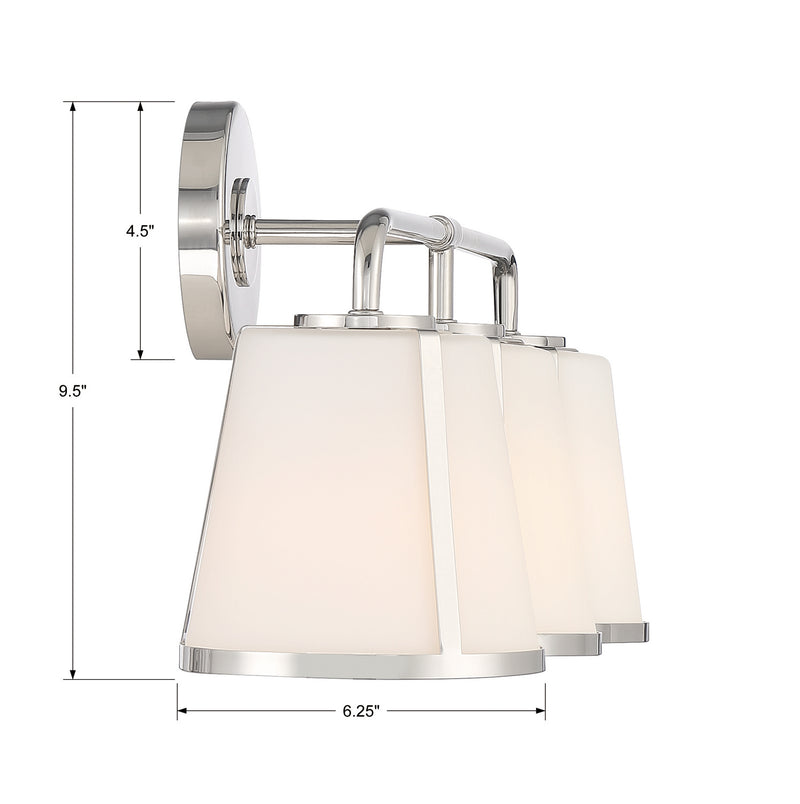 Crystorama FUL-913-PN Three Light Bath, Polished Nickel