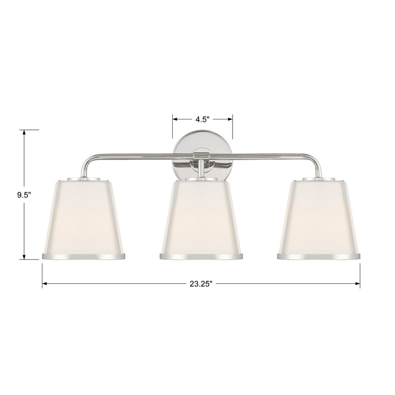 Crystorama FUL-913-PN Three Light Bath, Polished Nickel