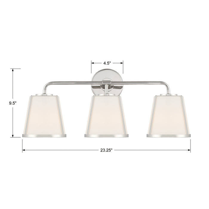 Crystorama FUL-913-PN Three Light Bath, Polished Nickel