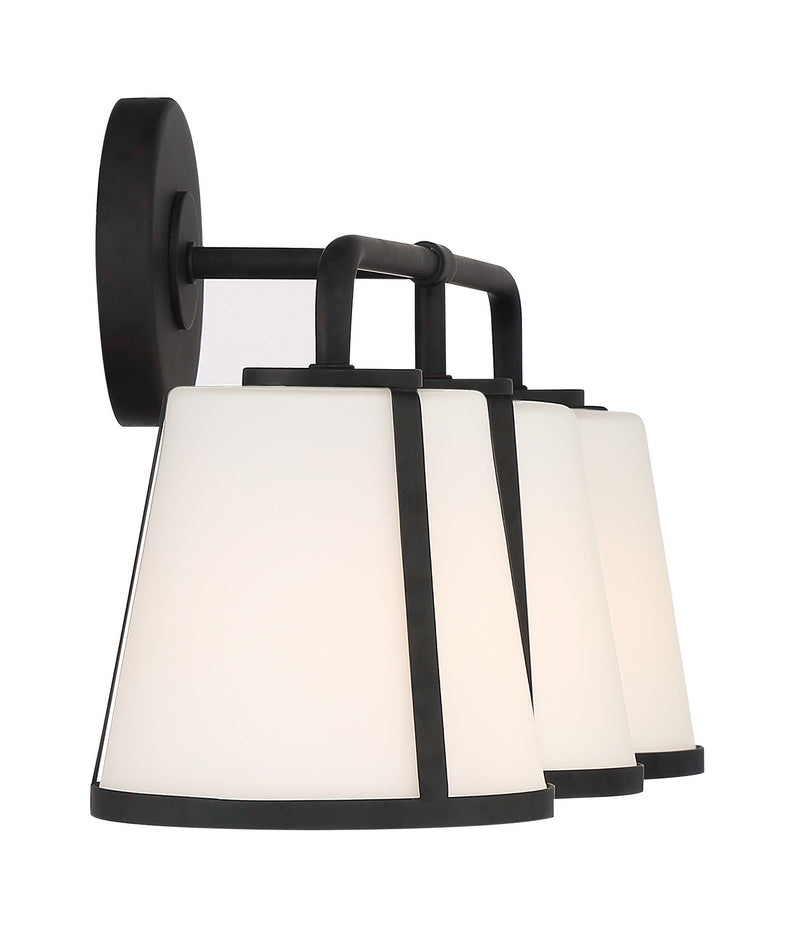 Crystorama FUL-913-BK Three Light Bath, Black