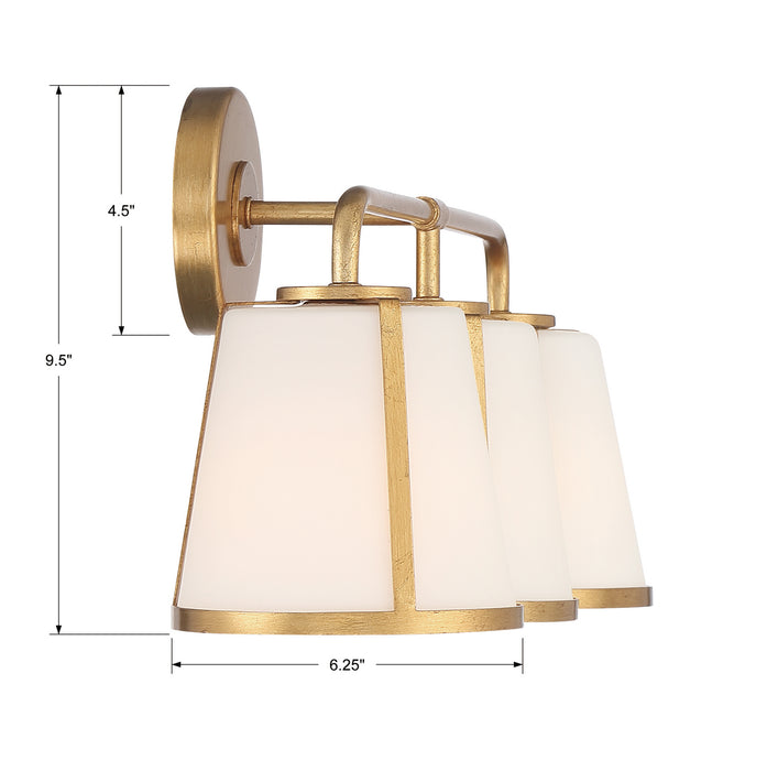 Crystorama FUL-913-GA Three Light Bath, Antique Gold