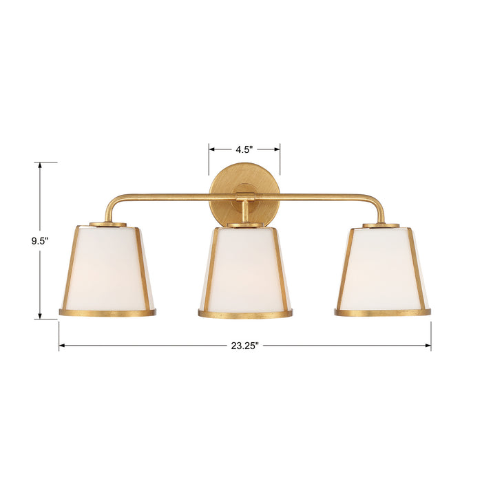 Crystorama FUL-913-GA Three Light Bath, Antique Gold