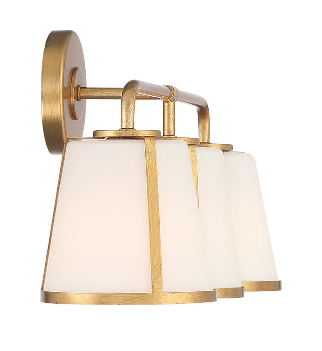 Crystorama FUL-913-GA Three Light Bath, Antique Gold