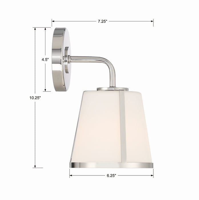 Crystorama FUL-911-PN One Light Wall Sconce, Polished Nickel
