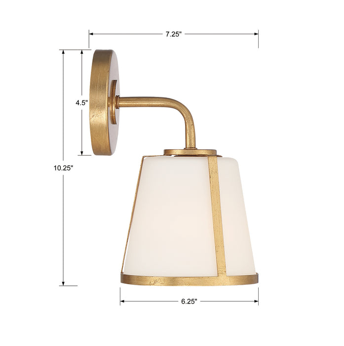Crystorama FUL-911-GA One Light Wall Sconce, Antique Gold