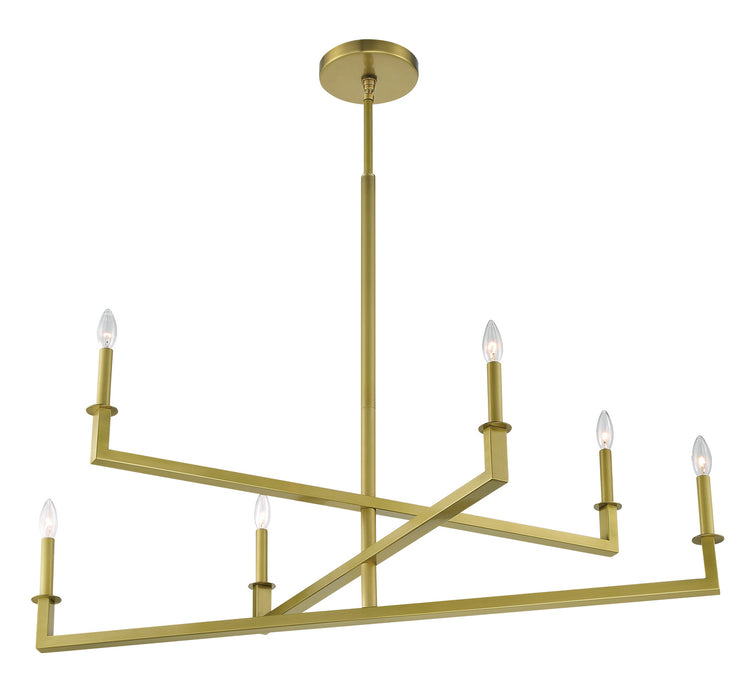 Crystorama DNT-6046-AG Six Light Chandelier, Aged Brass