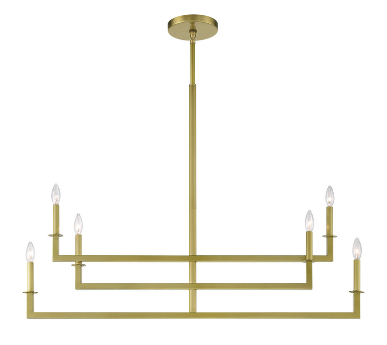 Crystorama DNT-6046-AG Six Light Chandelier, Aged Brass