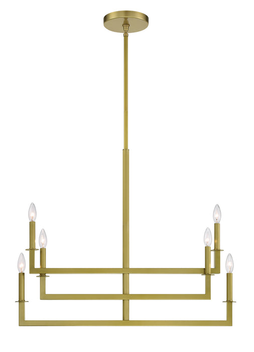 Crystorama DNT-6036-AG Six Light Chandelier, Aged Brass