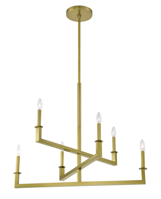 Crystorama DNT-6036-AG Six Light Chandelier, Aged Brass