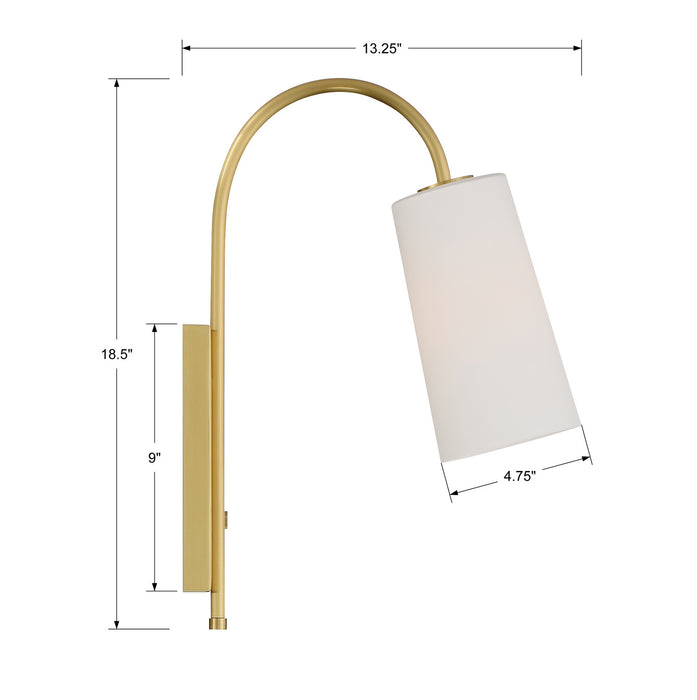 Crystorama ALX-4501-AG One Light Wall Sconce, Aged Brass