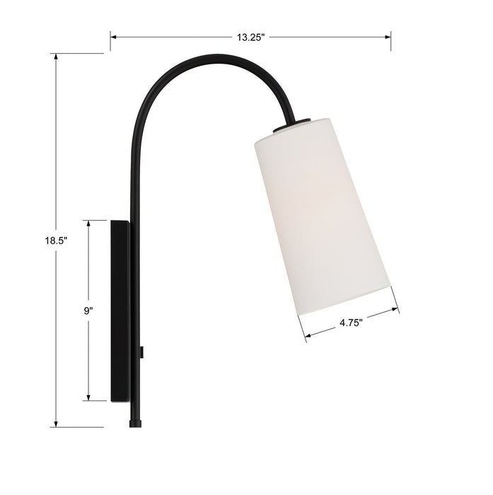 Crystorama ALX-4501-MK One Light Wall Sconce, Matte Black